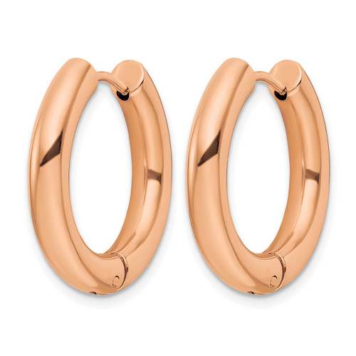 Chisel Stainless Steel Polished Rose Ion-Plated 4 mm Hinged Hoop Earrings, 23 mm Long - View 2