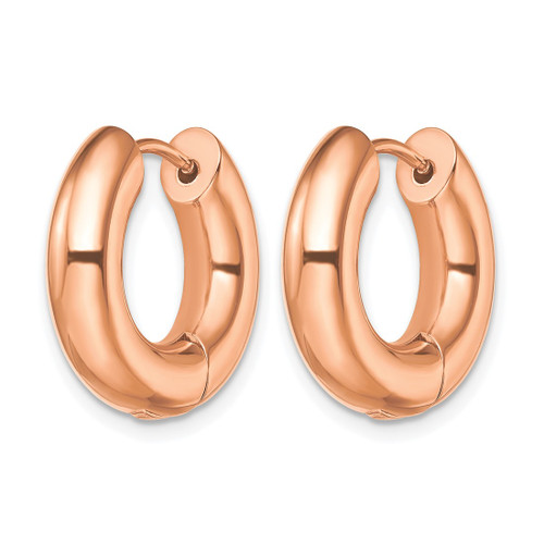 Chisel Stainless Steel Polished Rose Ion-Plated 5 mm Hinged Hoop Earrings, 19 mm Long - View 2