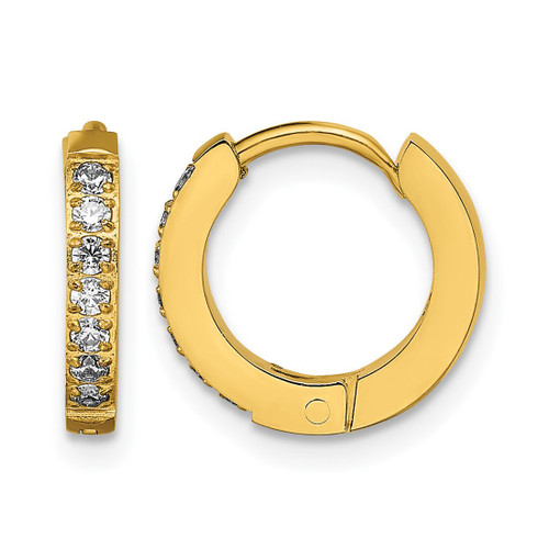 Chisel Stainless Steel Polished Yellow Ion-Plated with Preciosa Crystal Hinged Hoop Earrings, 12 mm