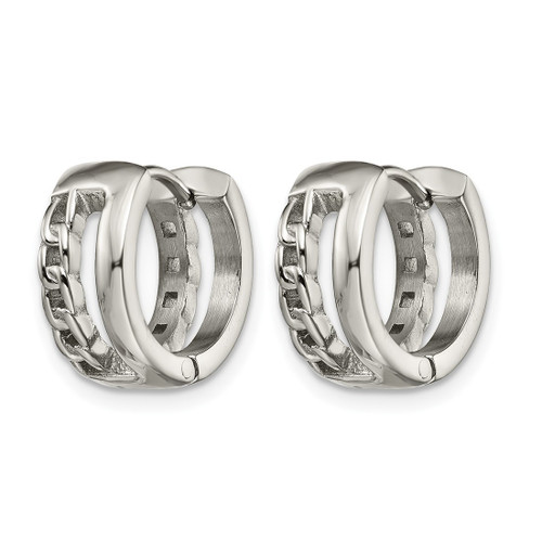 Chisel Stainless Steel Polished 6.5 mm Huggie Hinged Hoop Earrings, 13 mm Long - View 2