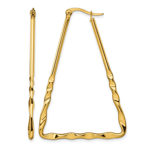 Chisel Stainless Steel Polished Yellow Ion-Plated Triangular Hoop Earrings, 54.5 mm