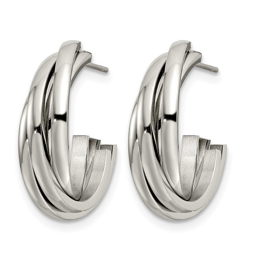 Chisel Stainless Steel Polished Post Hoop Earrings, 21 mm - View 2