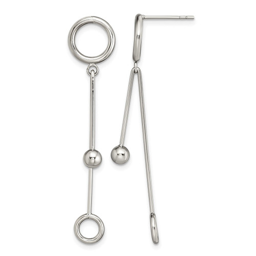 Chisel Stainless Steel Polished Post Dangle Earrings, 48 mm