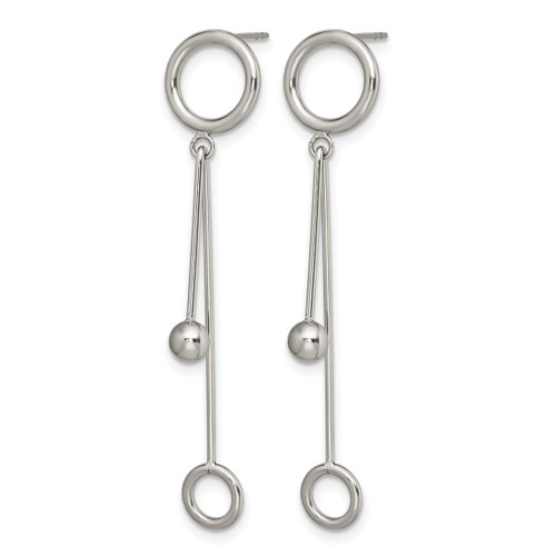 Chisel Stainless Steel Polished Post Dangle Earrings, 48 mm - View 2