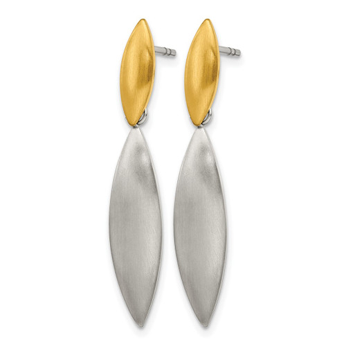 Chisel Stainless Steel Brushed Yellow Ion-Plated Post Dangle Earrings, 37.5 mm - View 2