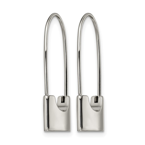 Chisel Stainless Steel Polished Lock Drop Earrings, 29.5 mm - View 2