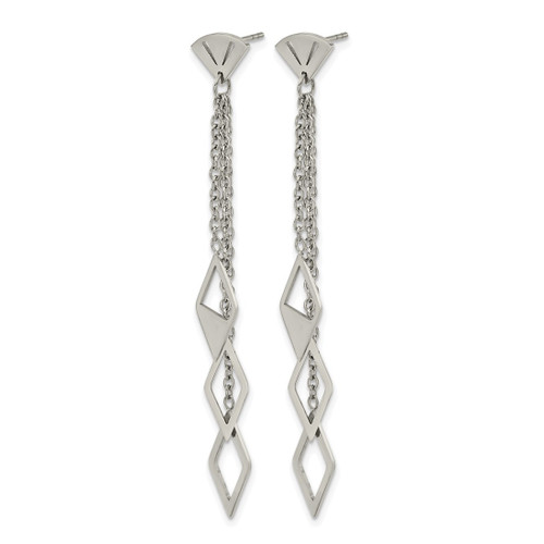 Chisel Stainless Steel Polished Multi Chain Post Dangle Earrings, 62 mm - View 2