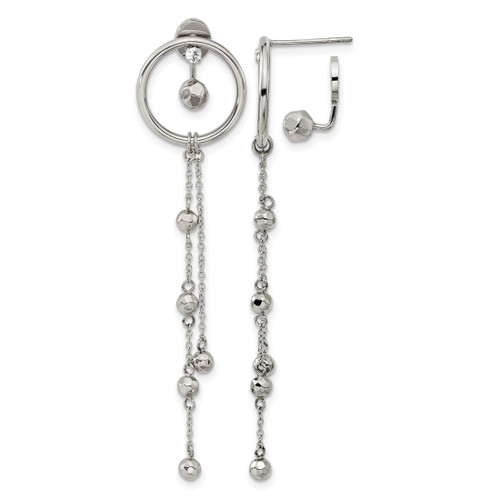 Chisel Stainless Steel Polished Preciosa Crystal Front and Back Post Dangle Earrings, 59.5 mm