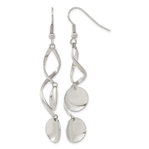 Chisel Stainless Steel Polished Twisted Shepherd Hook Drop French Wire Earrings, 43 mm