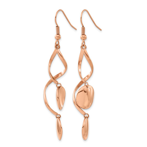 Chisel Stainless Steel Polished Twisted Shepherd Hook Drop French Wire Earrings, 43 mm - View 2