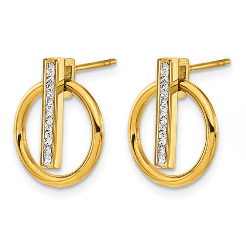 Chisel Stainless Steel Polished Yellow Ion-Plated Preciosa Crystal Post Dangle Stud Earrings, 15.5 mm - View 2