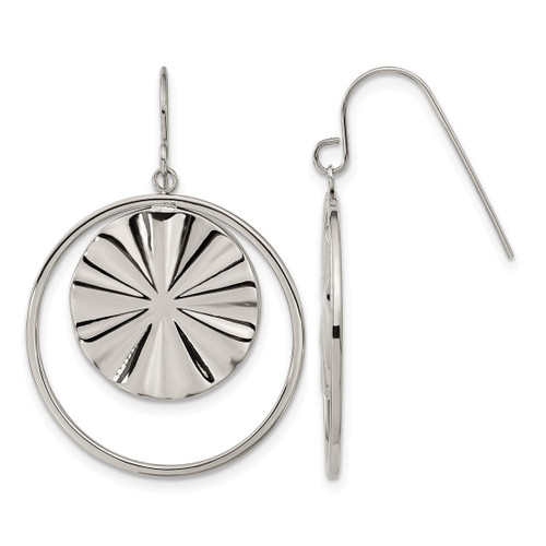 Chisel Stainless Steel Polished Dangle Shepherd Hook Drop French Wire Earrings, 26 mm
