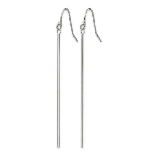 Chisel Stainless Steel Polished Bar Dangle Shepherd Hook Drop French Wire Earrings, 58 mm - View 2