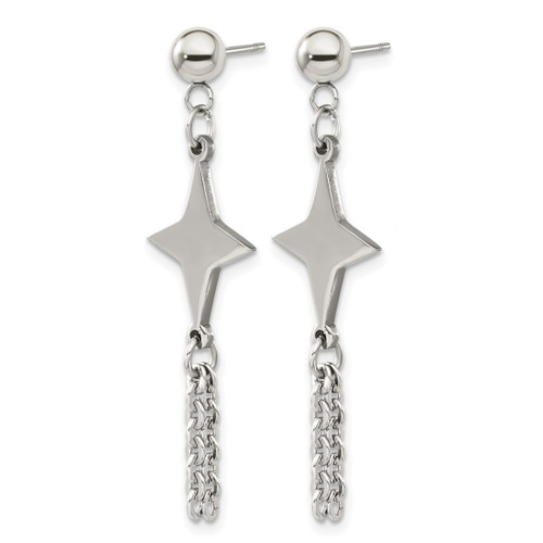 Chisel Stainless Steel Polished Starburst Post Dangle Earrings, 42 mm - View 2
