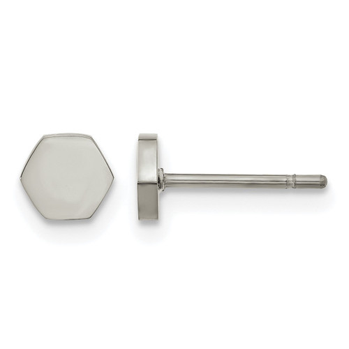Chisel Stainless Steel Polished Hexagon Stud Earrings, 5 mm