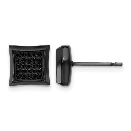 Chisel Stainless Steel Polished Black Ion-Plated Black 50 Cubic Zirconia Stud Earrings, 9 mm