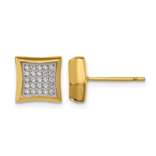Chisel Stainless Steel Polished Yellow Ion-Plated 50 Cubic Zirconia Stud Earrings, 9 mm