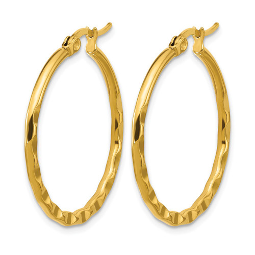Chisel Stainless Steel Polished Yellow Ion-Plated Wavy Hoop Earrings, 31 mm - View 2