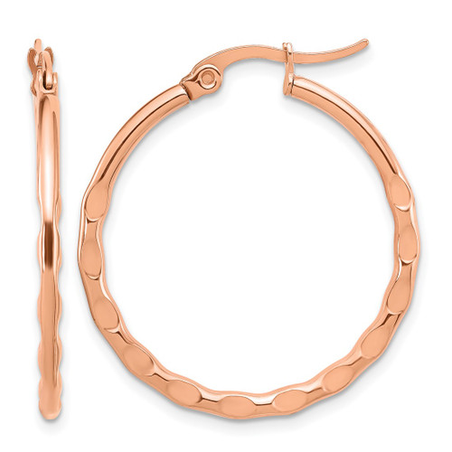 Chisel Stainless Steel Polished Rose Ion-Plated Wavy Hoop Earrings, 31 mm