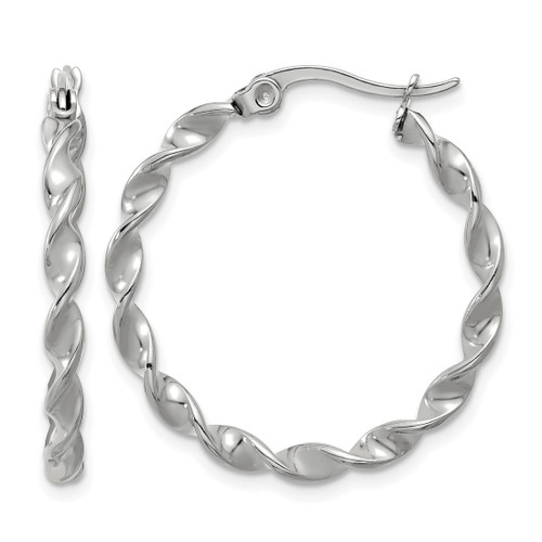 Chisel Stainless Steel Polished Twisted Hoop Earrings, 30 mm