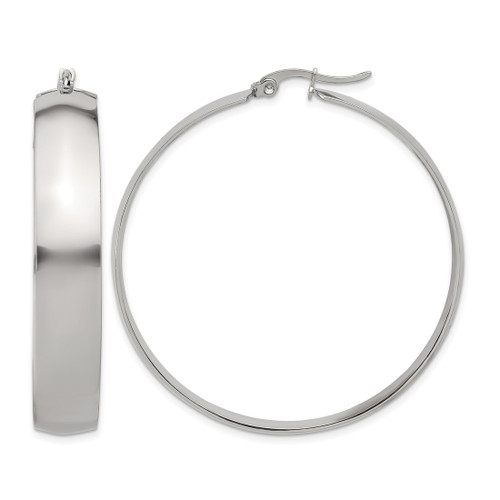 Chisel Stainless Steel Polished 9 mm Hoop Earrings, 52 mm Long