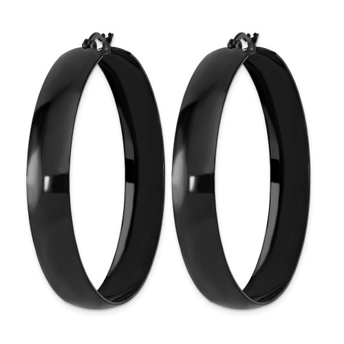 Chisel Stainless Steel Polished Black Ion-Plated 9 mm Hoop Earrings, 52 mm Long - View 2