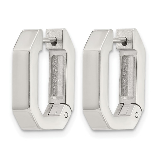 Chisel Stainless Steel Polished Squared Edges 4 mm Hinged Hoop Earrings, 17 mm Long - View 2