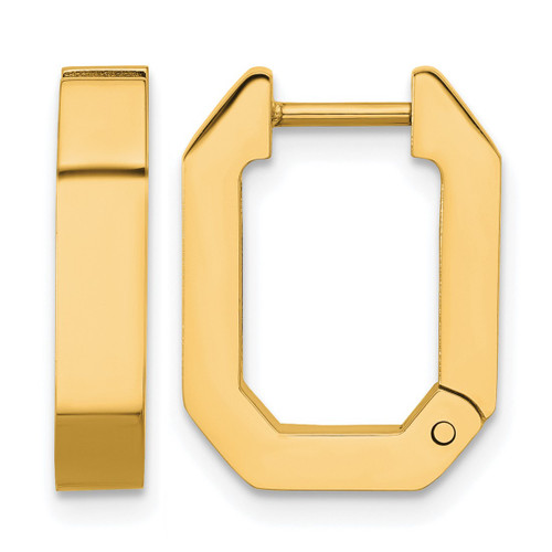 Chisel Stainless Steel Polished Yellow Ion-Plated Squared Edges 4 mm Hinged Hoop Earrings, 17 mm Long