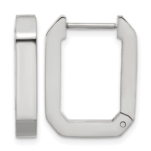 Chisel Stainless Steel Polished Squared Edges 4 mm Hinged Hoop Earrings, 21 mm Long