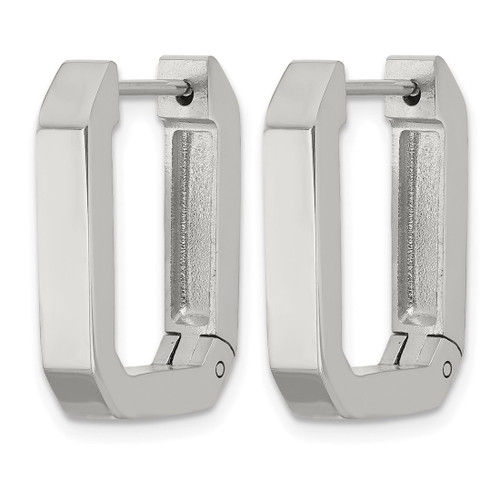 Chisel Stainless Steel Polished Squared Edges 4 mm Hinged Hoop Earrings, 21 mm Long - View 2