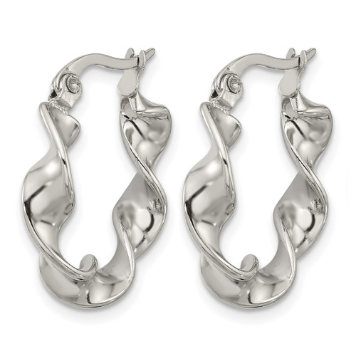 Chisel Stainless Steel Polished Twist Hoop Earrings, 22.6 mm - View 2