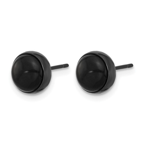 Chisel Stainless Steel Polished Black Ion-Plated Black Agate 8 mm Stud Earrings - View 2