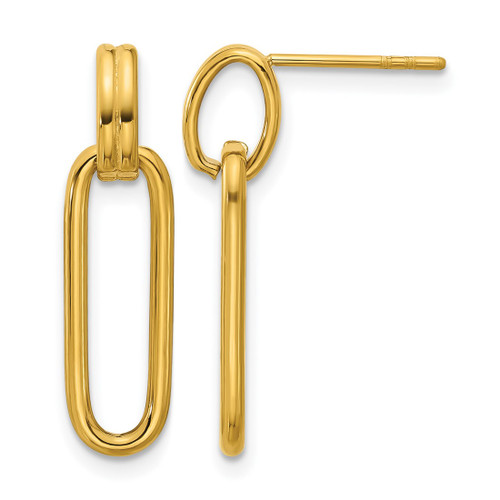 Chisel Stainless Steel Polished Yellow Ion-Plated Post Dangle Earrings, 25 mm