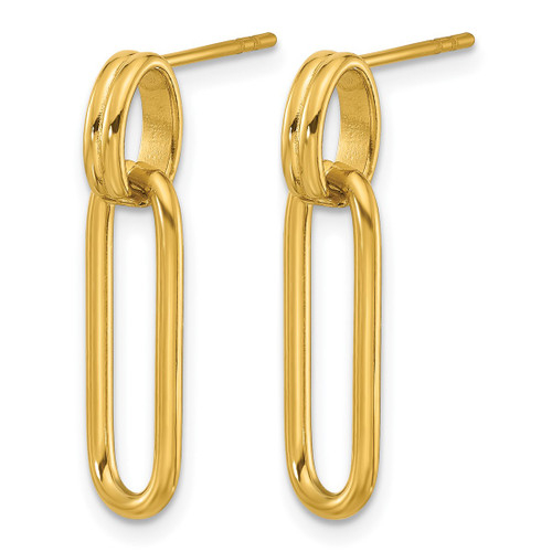 Chisel Stainless Steel Polished Yellow Ion-Plated Post Dangle Earrings, 25 mm - View 2