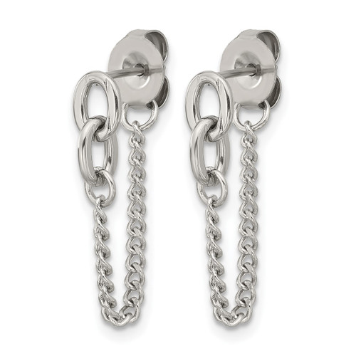 Chisel Stainless Steel Polished Chain Front and Back Post Dangle Earrings, 22 mm - View 2