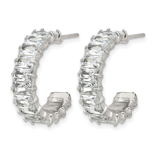 Chisel Stainless Steel Polished White Zircon J-Hoop Earrings, 22 mm - View 2