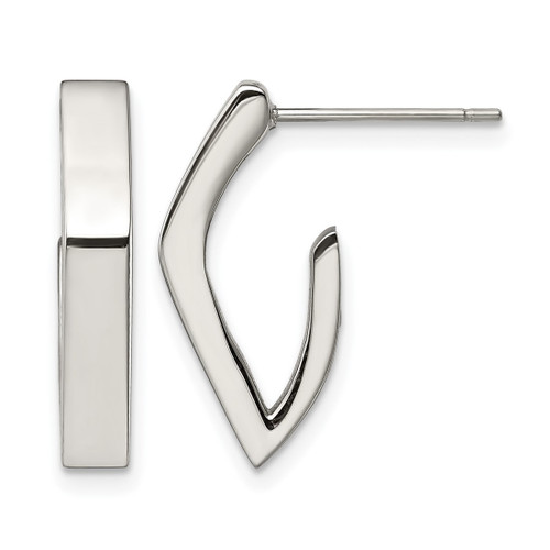 Chisel Stainless Steel Polished J Post Hoop Earrings, 16 mm