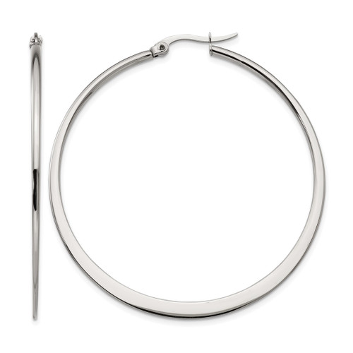 Chisel Stainless Steel Polished 50 mm Diameter Hoop Earrings