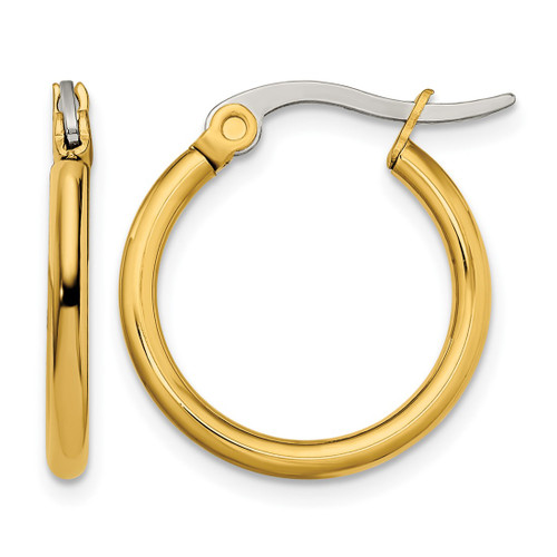 Chisel Stainless Steel Polished Yellow Ion-Plated 19 mm Diameter 2 mm Hoop Earrings
