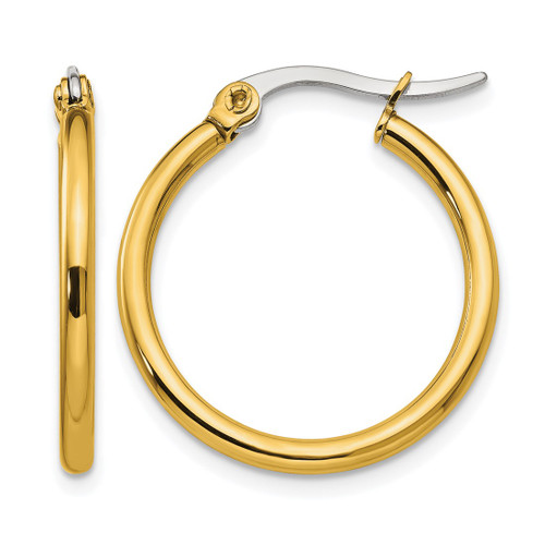 Chisel Stainless Steel Polished Yellow Ion-Plated 26 mm Diameter 2 mm Hoop Earrings