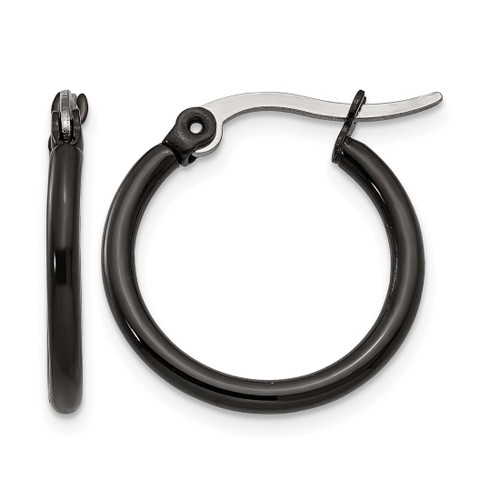 Chisel Stainless Steel Polished Black Ion-Plated 19 mm Diameter 2 mm Hoop Earrings