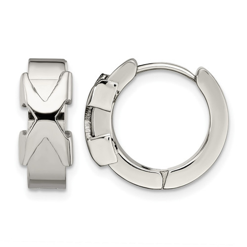Chisel Stainless Steel Polished X Hinged Hoop Earrings