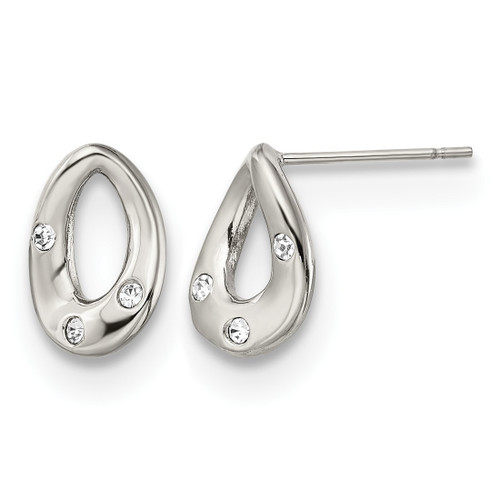 Chisel Stainless Steel Polished with Crystal Teardrop Stud Earrings