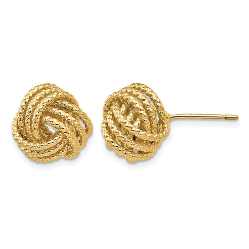 14K Yellow Gold 12 mm Polished and Twisted Love Knot Stud Earrings