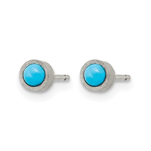 Chisel Titanium Brushed Turquoise 4 mm Stud Earrings - View 2