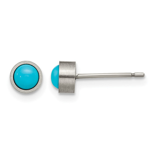 Chisel Titanium Brushed Turquoise 5 mm Stud Earrings