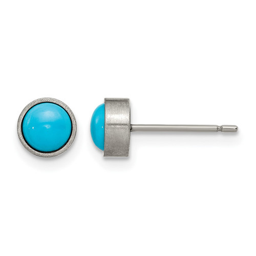 Chisel Titanium Brushed Turquoise 6 mm Stud Earrings
