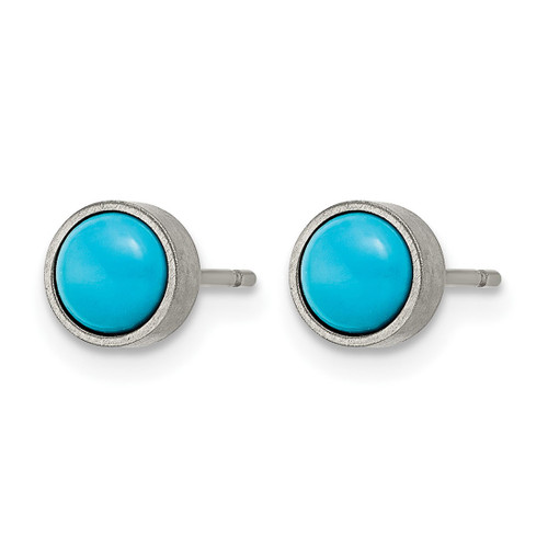 Chisel Titanium Brushed Turquoise 6 mm Stud Earrings - View 2