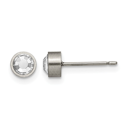 Chisel Titanium Brushed Cubic Zirconia 5 mm Stud Earrings