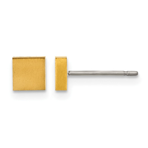 Chisel Titanium Brushed Yellow Ion-Plated Square Stud Earrings, 5 mm